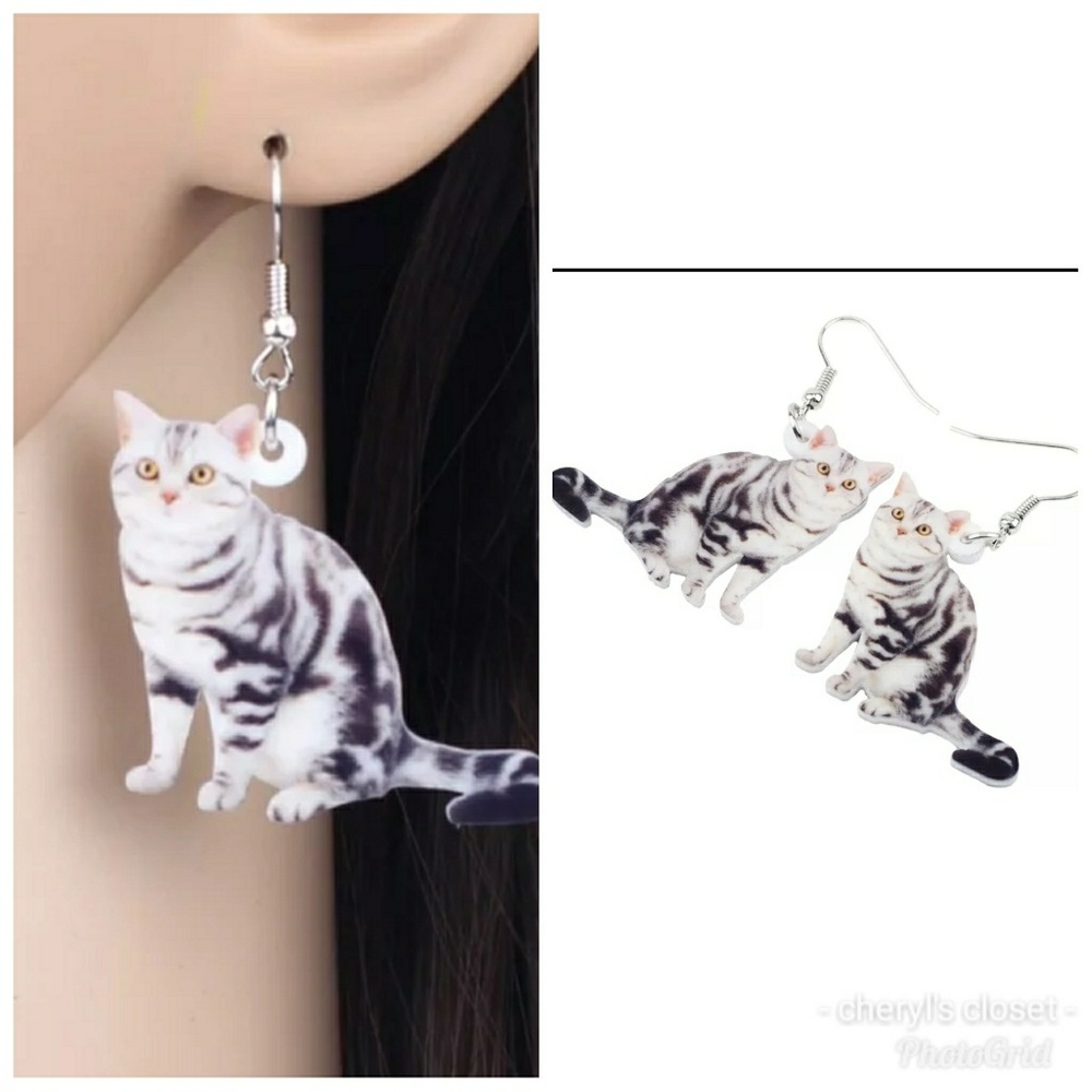 Bonsny acrylic cat earrings